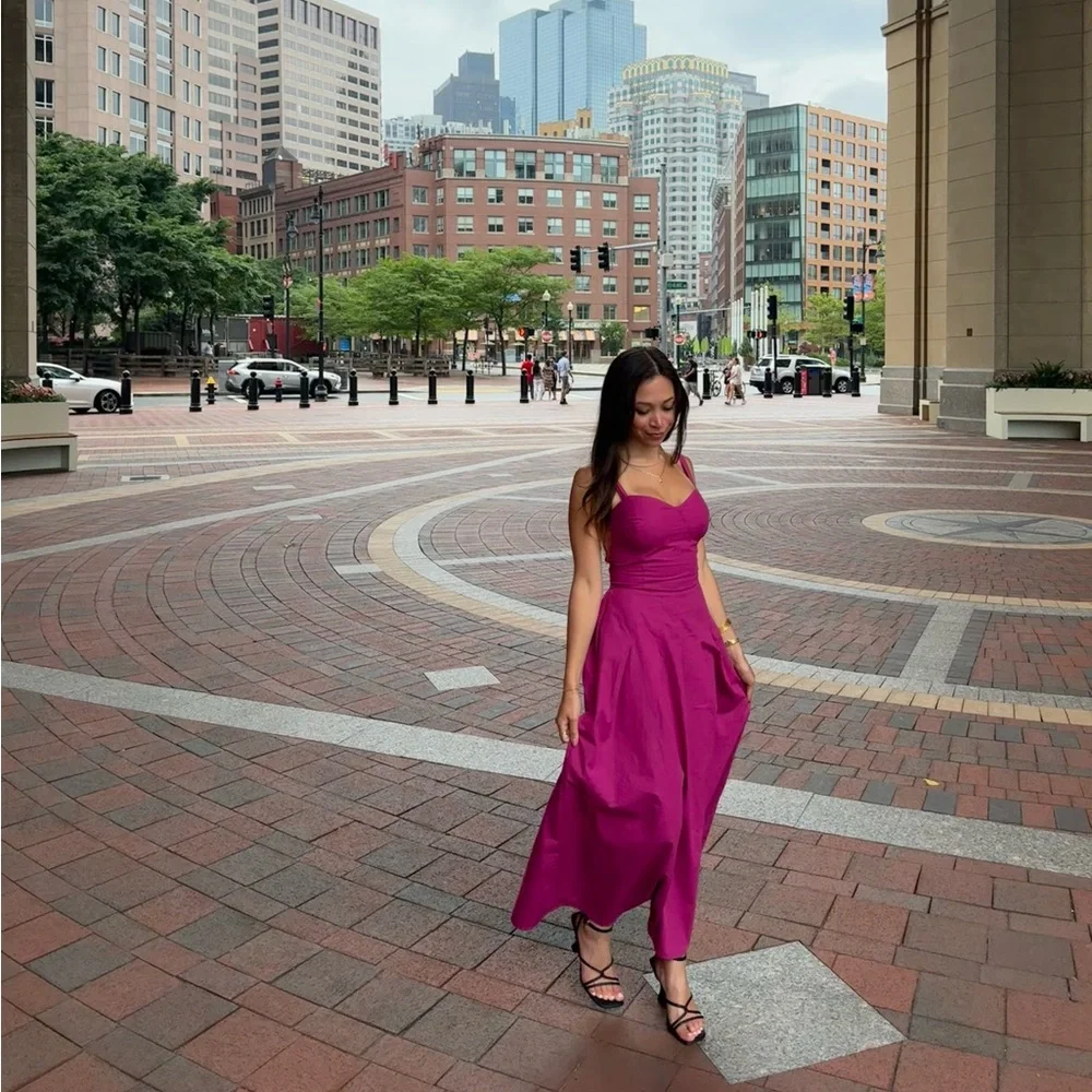 Melloday Long pink berry corset Dress - Picture 1 of 3